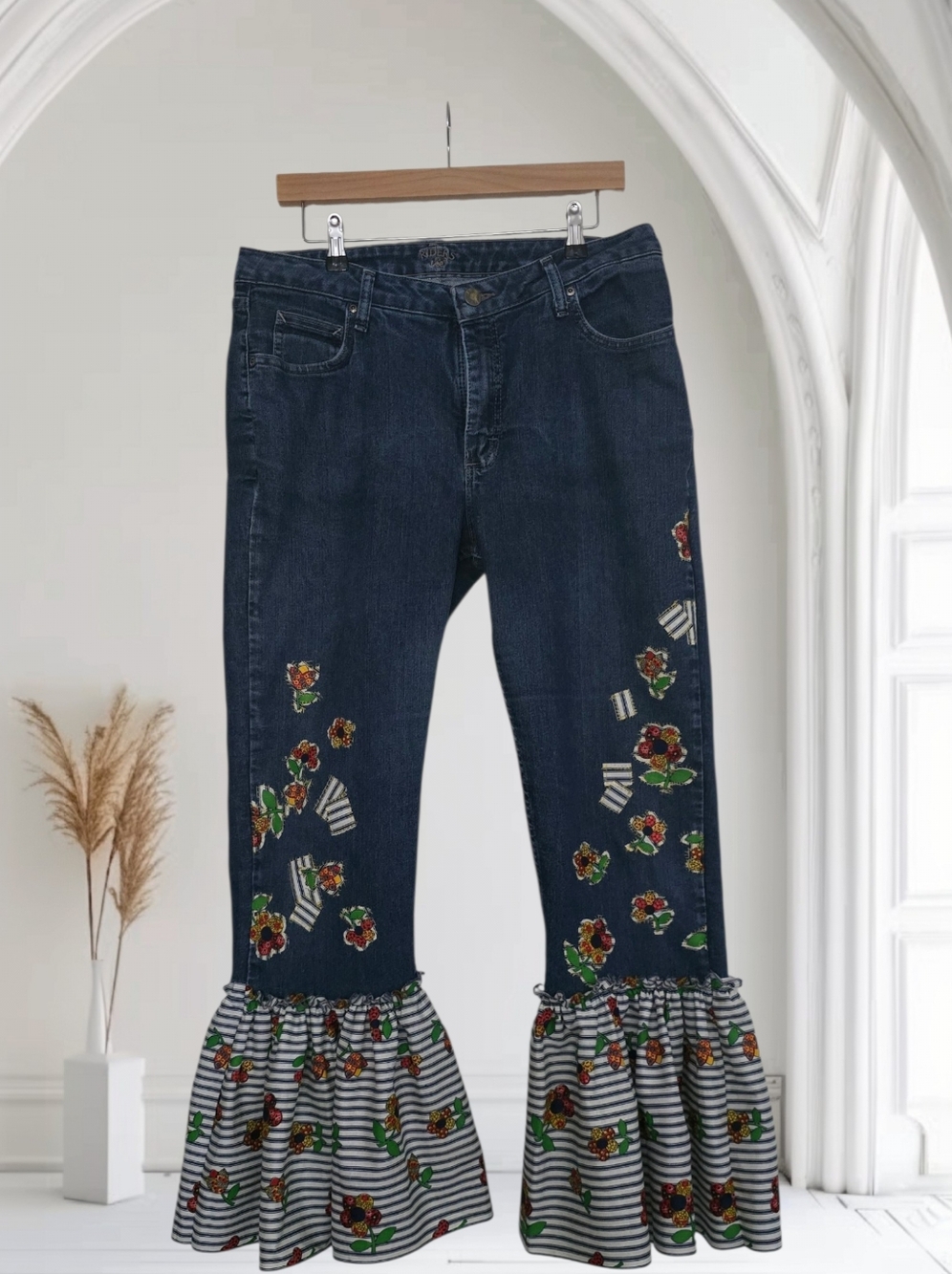 Upcycled Patchwork Riders By Lee Jeans, Size 14 - Picture 2 of 7